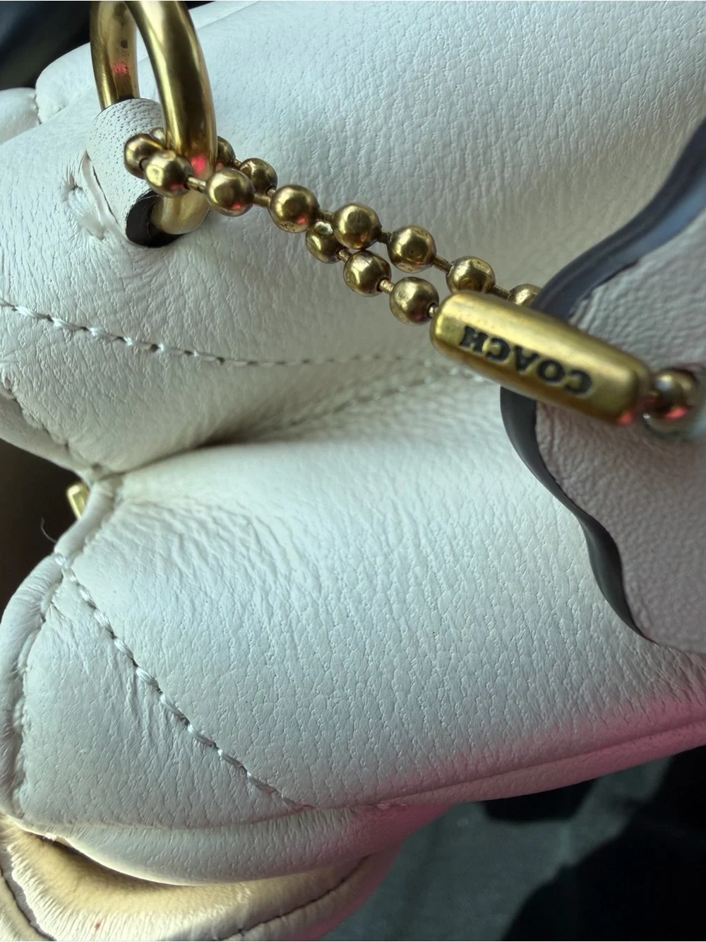 Coach tabby Cream Quilted Leather Shoulder Bag with Gold 'C' Clasp